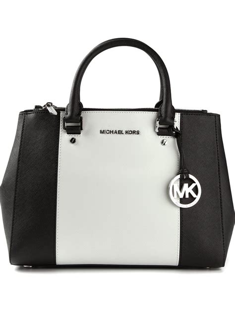 michael kors black and white pattern|Michael Kors black shoulder handbags.